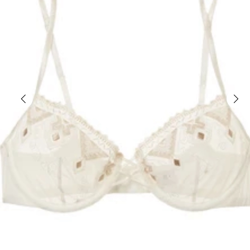【new】La Perla entry enbroidered tulle and silk satin half-cup underwired bra